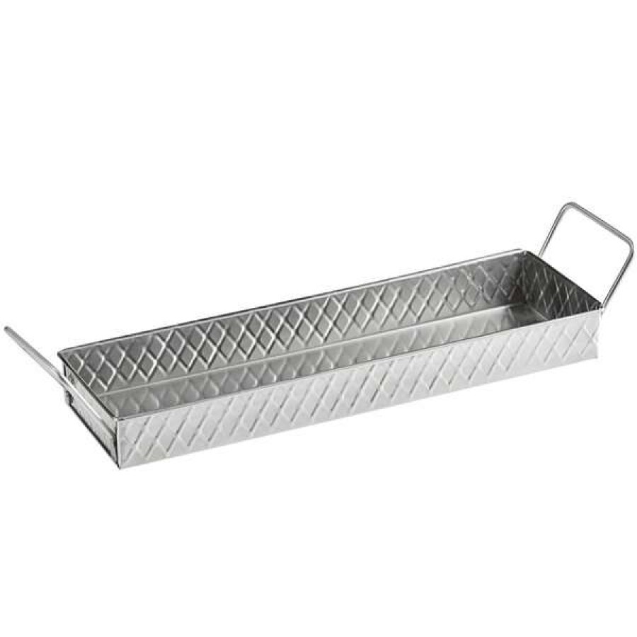 Metal Serving And Display Platters / Trays * Tablecraft 10488 Lattice 14 1/2 X 4 1/4 Rectangular Stainless Steel Tray