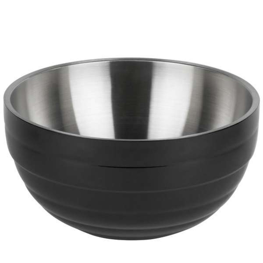 Metal Bowls * Vollrath 4659060 Double Wall Round Beehive 1.7 Qt. Serving Bowl Black Black