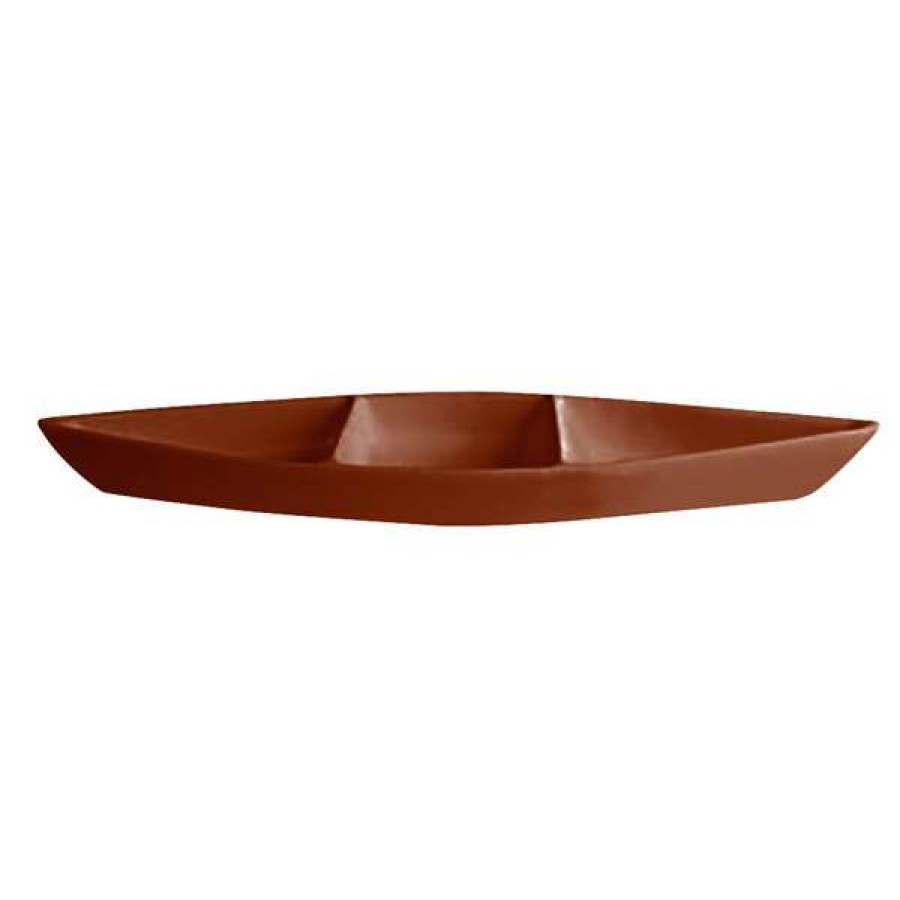 Metal Serving And Display Platters / Trays * Get Enterprises G.E.T. Enterprises Bt319Ch Bugambilia 6.9 Qt. Classic Textured Finish Chocolate Resin-Coated Aluminum Deep Boat With Dividers