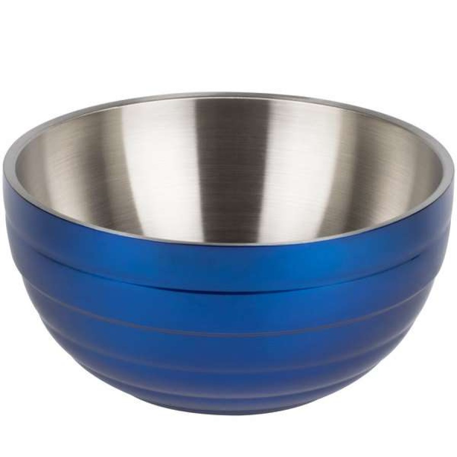 Metal Bowls * Vollrath 4656925 Double Wall Round Beehive 10 Qt. Serving Bowl Cobalt Blue