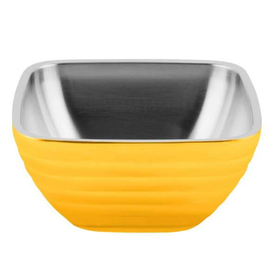 Metal Bowls * Vollrath 4763745 Double Wall Square Beehive 8.2 Qt. Serving Bowl Nugget Yellow