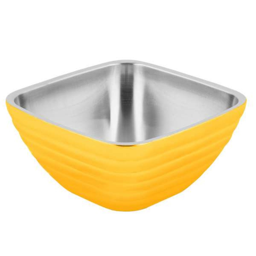 Metal Bowls * Vollrath 4763745 Double Wall Square Beehive 8.2 Qt. Serving Bowl Nugget Yellow