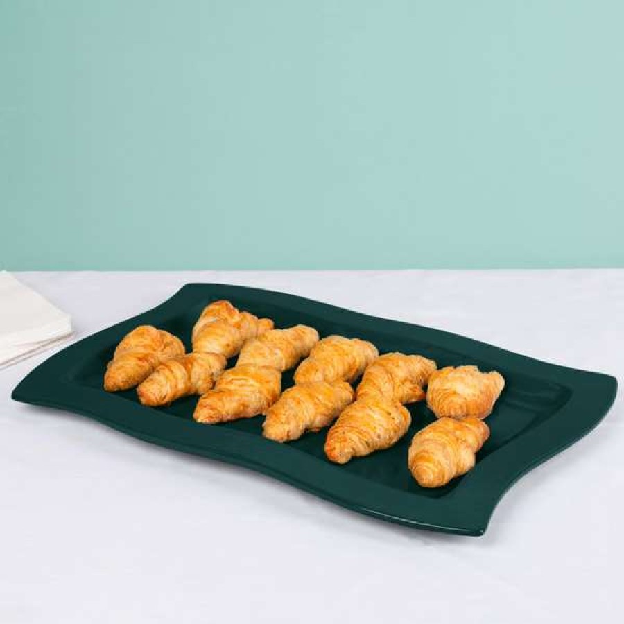 Metal Serving And Display Platters / Trays * Tablecraft Professional Bakeware Tablecraft Cw3660Hgns Hunter Green With White Speckle 13 X 20 Cast Aluminum Euro Rectangular Platter