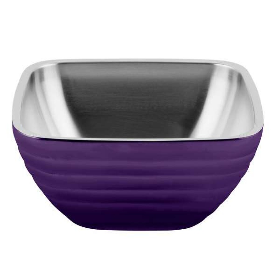 Metal Bowls * Vollrath 4763265 Double Wall Square Beehive1.8 Qt. Serving Bowl Passion Purple