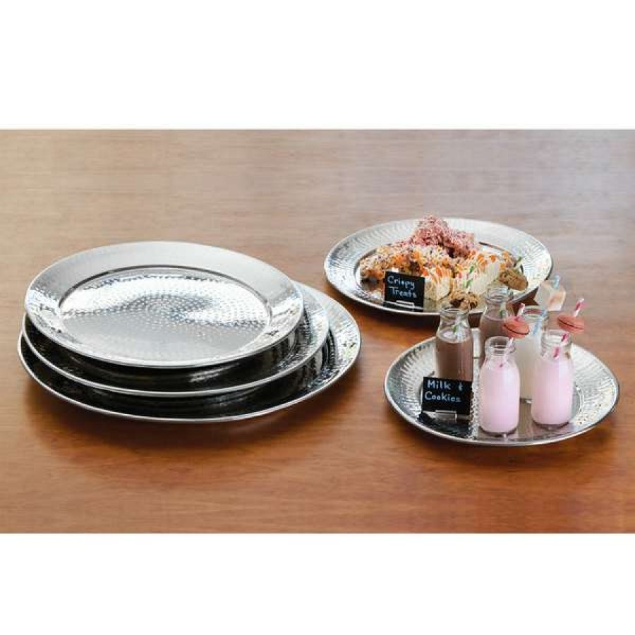 Metal Serving And Display Platters / Trays * American Metalcraft Hmrst1601 16 Round Stainless Steel Hammered Tray