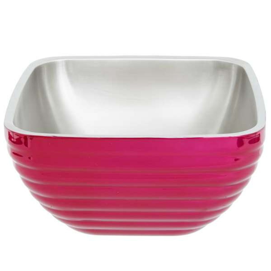 Metal Bowls * Vollrath 4763475 Double Wall Square Beehive 3.2 Qt. Serving Bowl Enchanted Pink