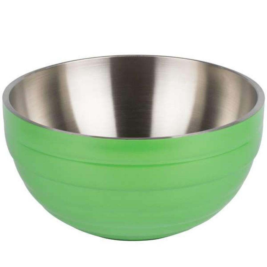 Metal Bowls * Vollrath 4659035 Double Wall Round Beehive 1.7 Qt. Serving Bowl Green Apple