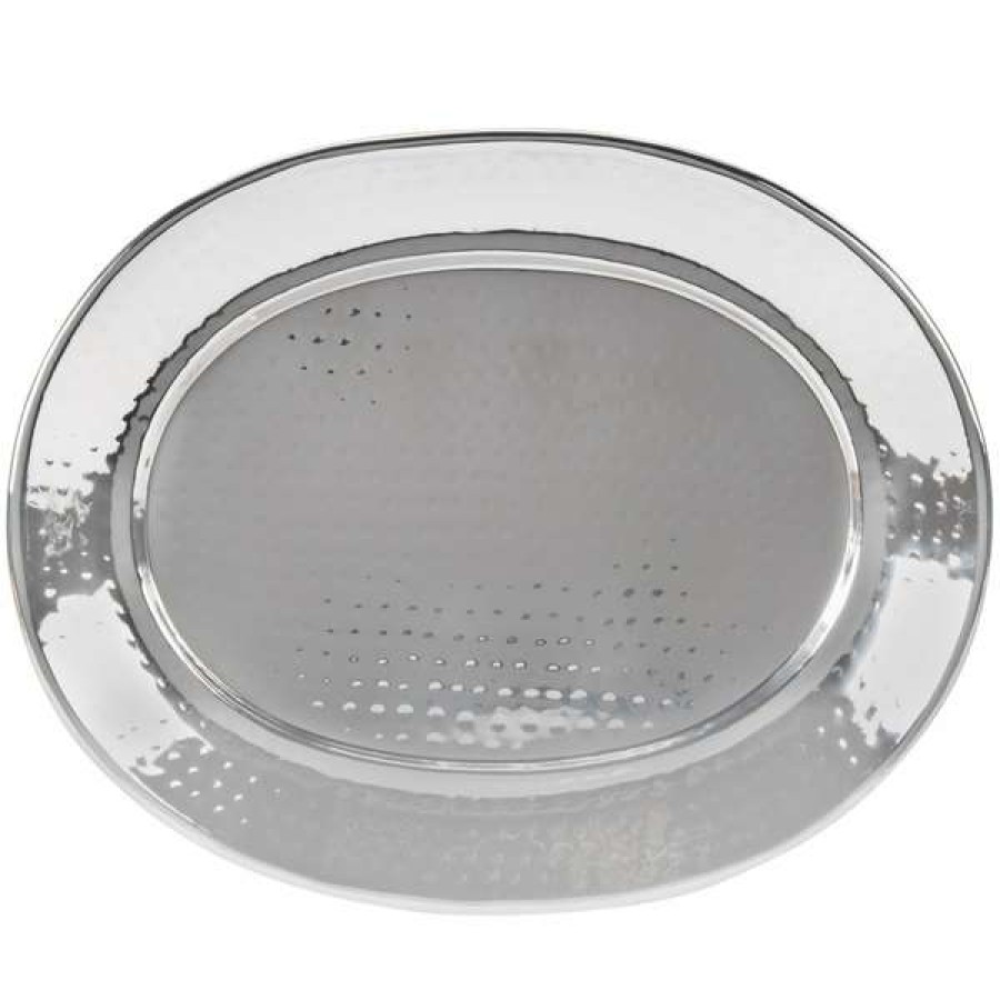 Metal Serving And Display Platters / Trays * American Metalcraft Hmost1520 20 Oval Hammered Stainless Steel Tray