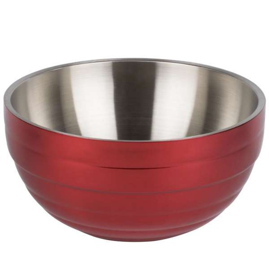 Metal Bowls * Vollrath 4656915 Double Wall Round Beehive 10 Qt. Serving Bowl Dazzle Red