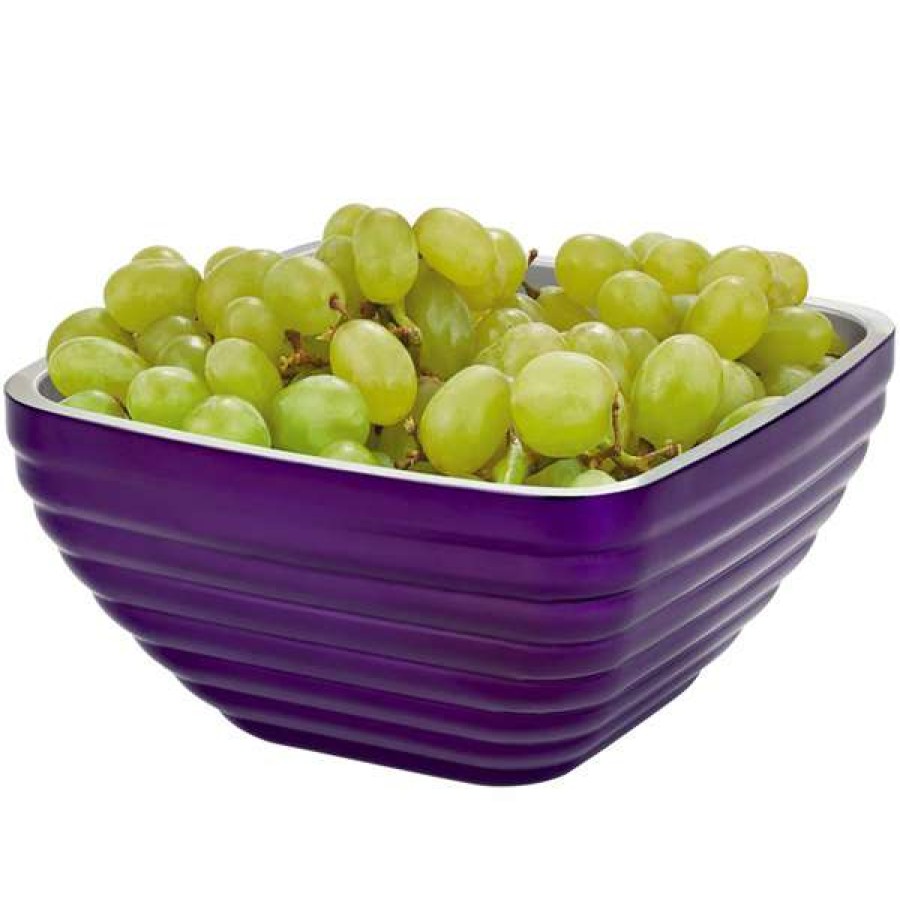 Metal Bowls * Vollrath 4763565 Double Wall Square Beehive 5.2 Qt. Serving Bowl Passion Purple