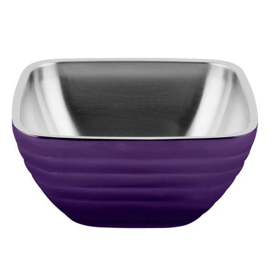 Metal Bowls * Vollrath 4763565 Double Wall Square Beehive 5.2 Qt. Serving Bowl Passion Purple