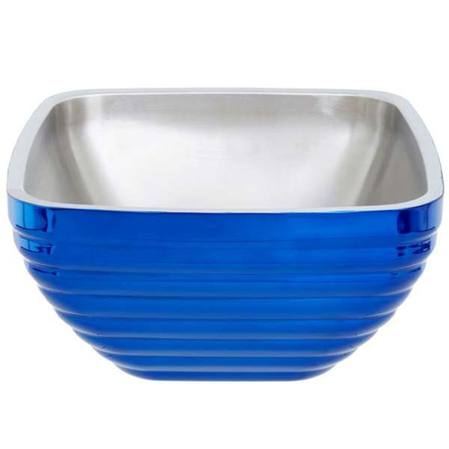 Metal Bowls * Vollrath 4763525 Double Wall Square Beehive 5.2 Qt. Serving Bowl Cobalt Blue