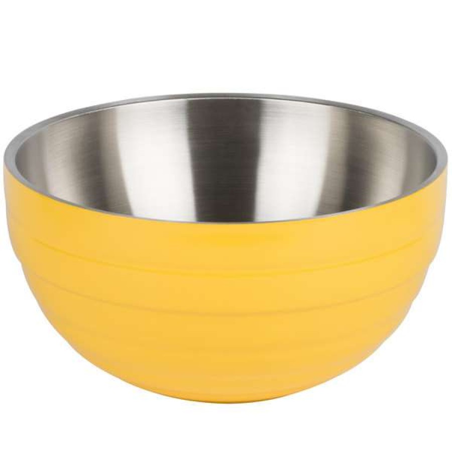 Metal Bowls * Vollrath 4659045 Double Wall Round Beehive 1.7 Qt. Serving Bowl Nugget Yellow