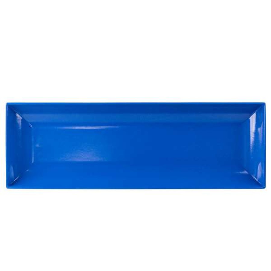 Metal Serving And Display Platters / Trays * Tablecraft Professional Bakeware Tablecraft Cw11047Bs 25 X 8 X 2 1/2 Blue Speckle Cast Aluminum Flared Rectangular Platter