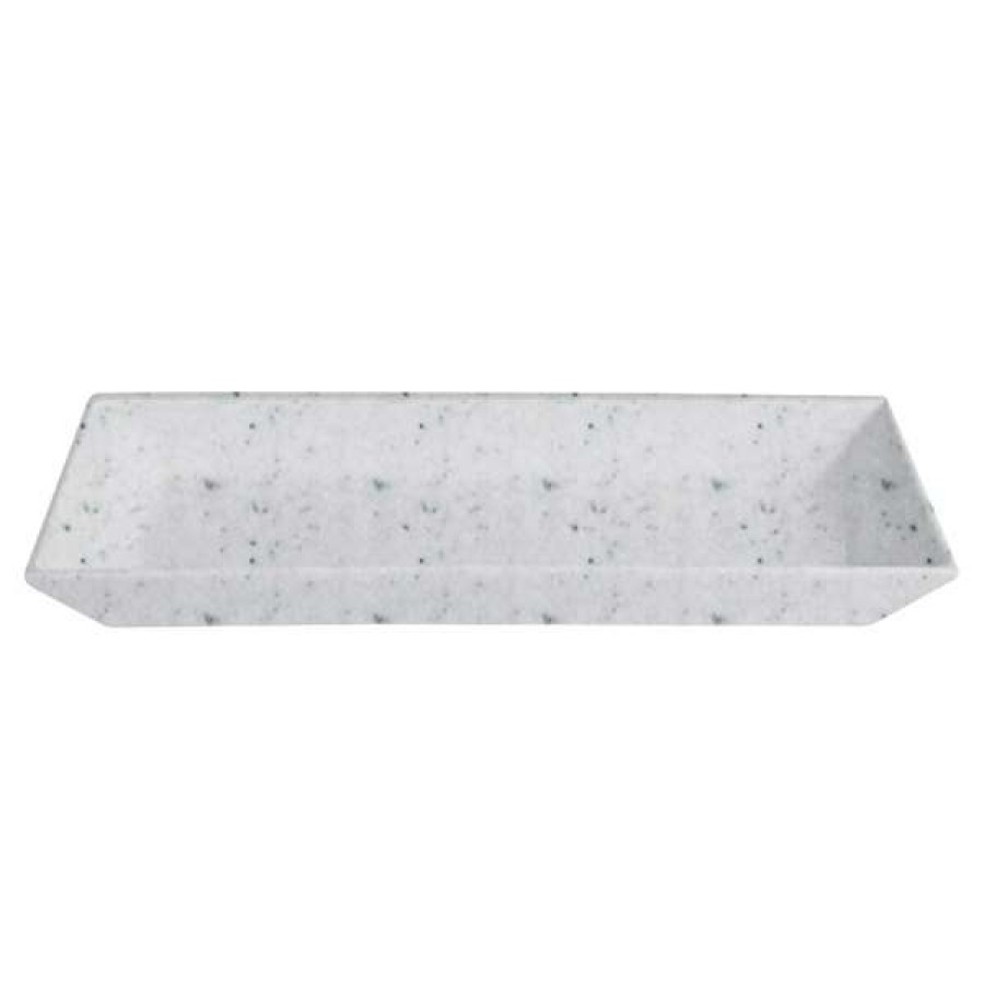 Metal Serving And Display Platters / Trays * Get Enterprises G.E.T. Enterprises Buds13Mw Bugambilia 17 X 8 1/8 Classic Textured Finish Marble White Granite Resin-Coated Aluminum Medium Deep Rectangular Platter