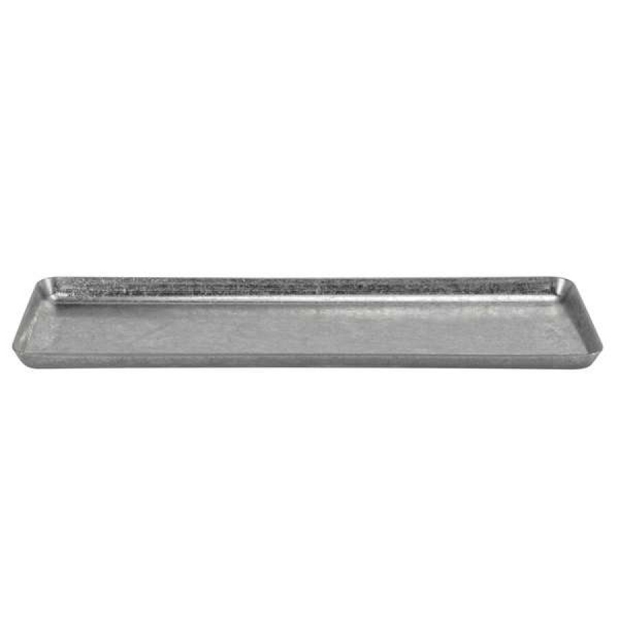 Metal Serving And Display Platters / Trays * Front Of The House Dsu010Ans22 Mod 11 1/2 X 4 1/4 Rectangular Antique Finish Stainless Steel Plate 6/Case