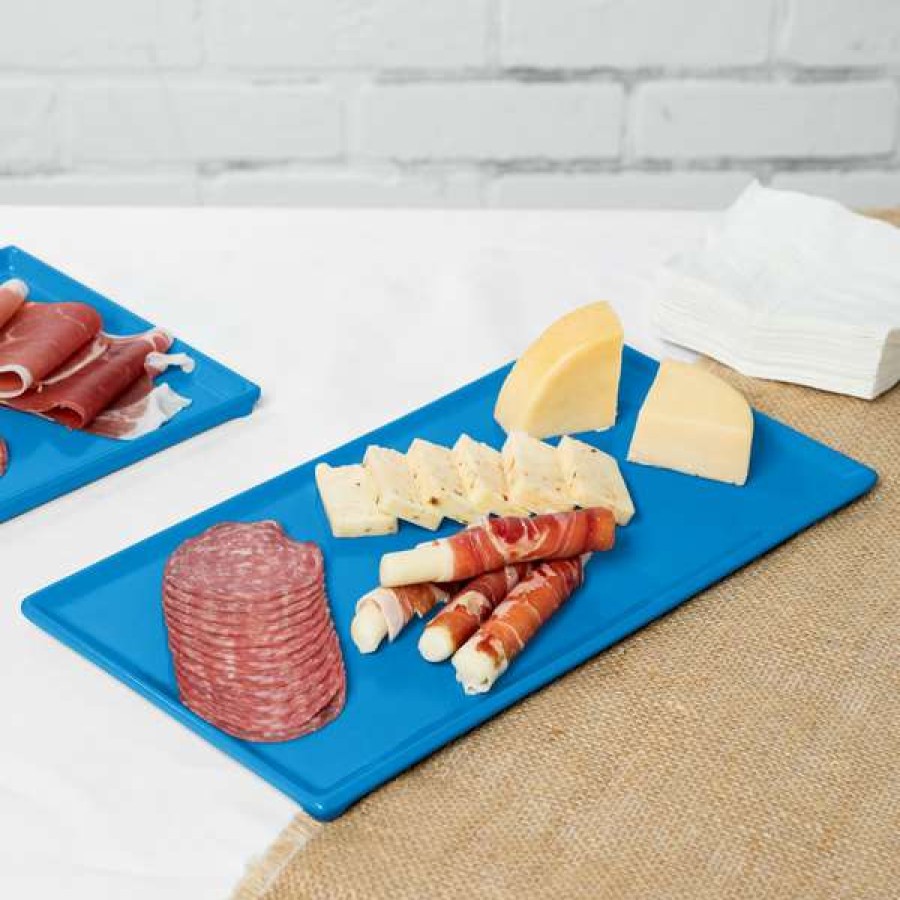 Metal Serving And Display Platters / Trays * Tablecraft Professional Bakeware Tablecraft Cw2106Sbl 13 1/4 X 6 3/4 X 3/8 Sky Blue Cast Aluminum Rectangular Cooling Platter