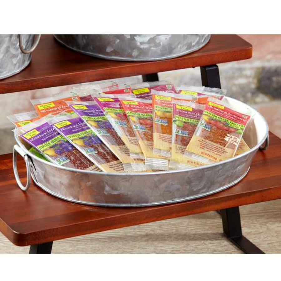 Metal Serving And Display Platters / Trays * Get Enterprises Get Gt-1210-Gg/Iv 11 3/4 X 8 Oval Galvanized Tray With Handles