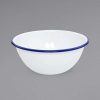 Enamelware * Crow Canyon Home V18Blu Vintage 2 Qt. White Round Enamelware Bowl With Blue Rolled Rim