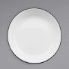 Enamelware * Crow Canyon Home V114Bla Vintage 10 1/2 White Round Enamelware Deep Coupe Pasta Plate With Black Rolled Rim