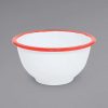 Enamelware * Crow Canyon Home V02Red Vintage 16 Oz. White Round Enamelware Footed Bowl With Red Rolled Rim