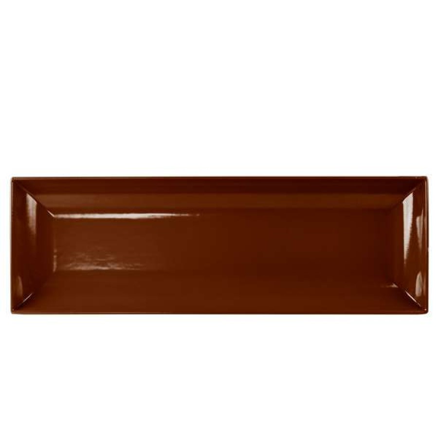 Metal Serving And Display Platters / Trays * Tablecraft Professional Bakeware Tablecraft Cw11047Br 25 X 8 X 2 1/2 Brown Cast Aluminum Flared Rectangular Platter