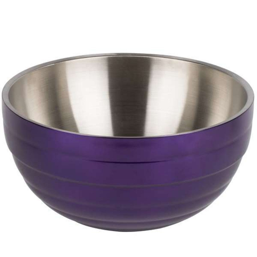 Metal Bowls * Vollrath 4659265 Double Wall Round Beehive 6.9 Qt. Serving Bowl Passion Purple