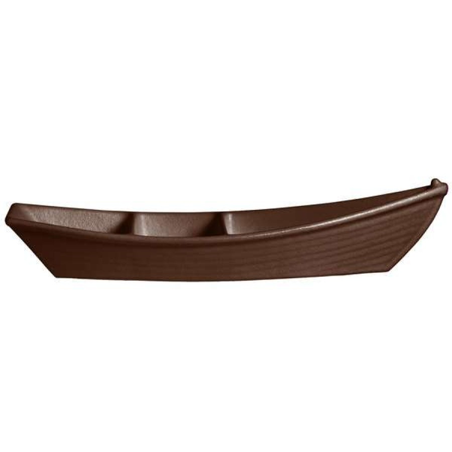 Metal Serving And Display Platters / Trays * Get Enterprises G.E.T. Enterprises Bt320-Mod-Mc Bugambilia 3.6 Qt. Smooth Mod Finish Mocha Resin-Coated Aluminum Deep Boat With Dividers