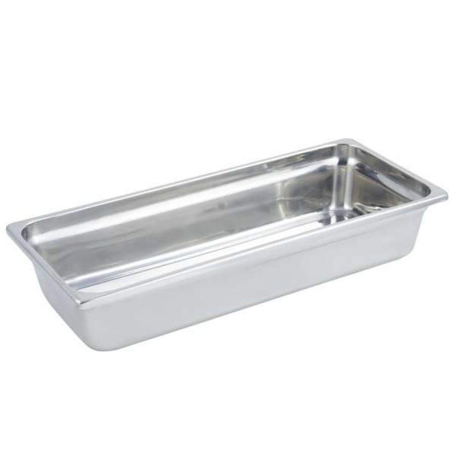 Metal Serving And Display Platters / Trays * Bon Chef 5223 Hot Solutions 7 Qt. Rectangular Stainless Steel Pan 3 3/4 Deep