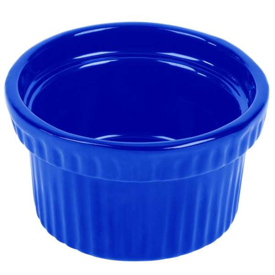 Metal Bowls * Tablecraft Professional Bakeware Tablecraft Cw1610Cbl 10.5 Oz. Cobalt Blue Cast Aluminum Souffle Bowl With Ridges