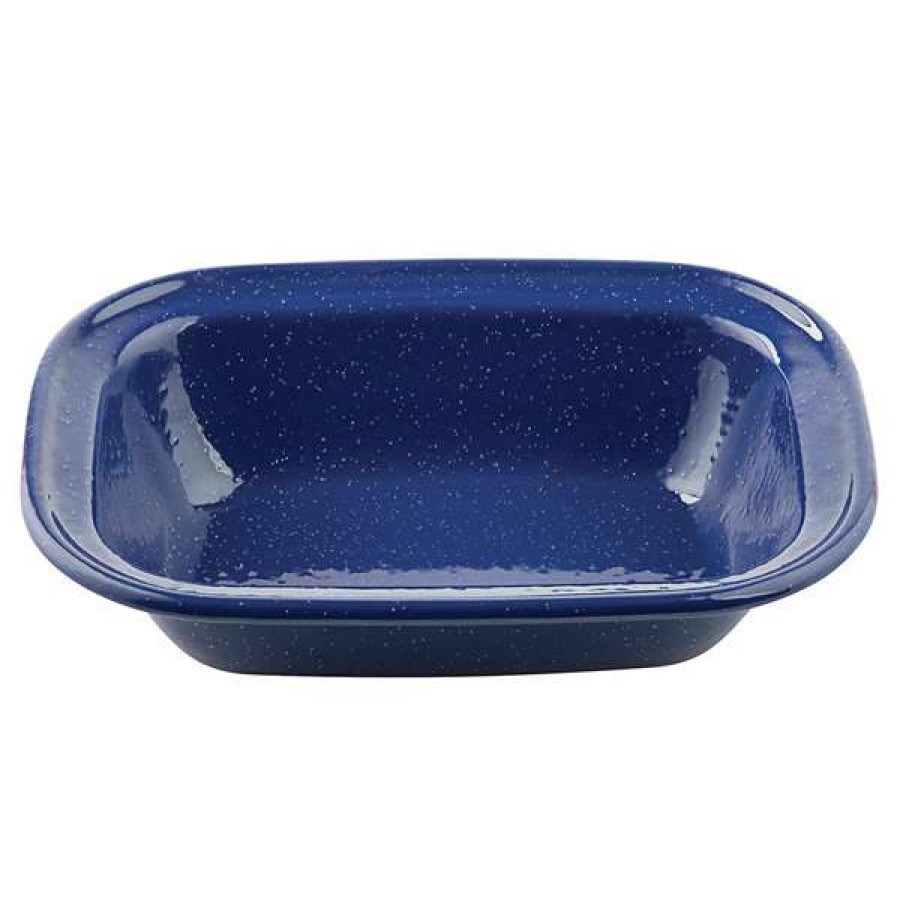 Metal Bowls * Tablecraft 10159 Enamelware 9 1/4 X 7 Blue Pan With Speckles