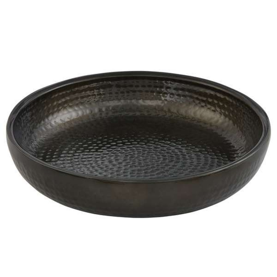 Metal Serving And Display Platters / Trays * American Metalcraft Adseab14 14 Round Black Double Wall Hammered Aluminum Seafood Tray