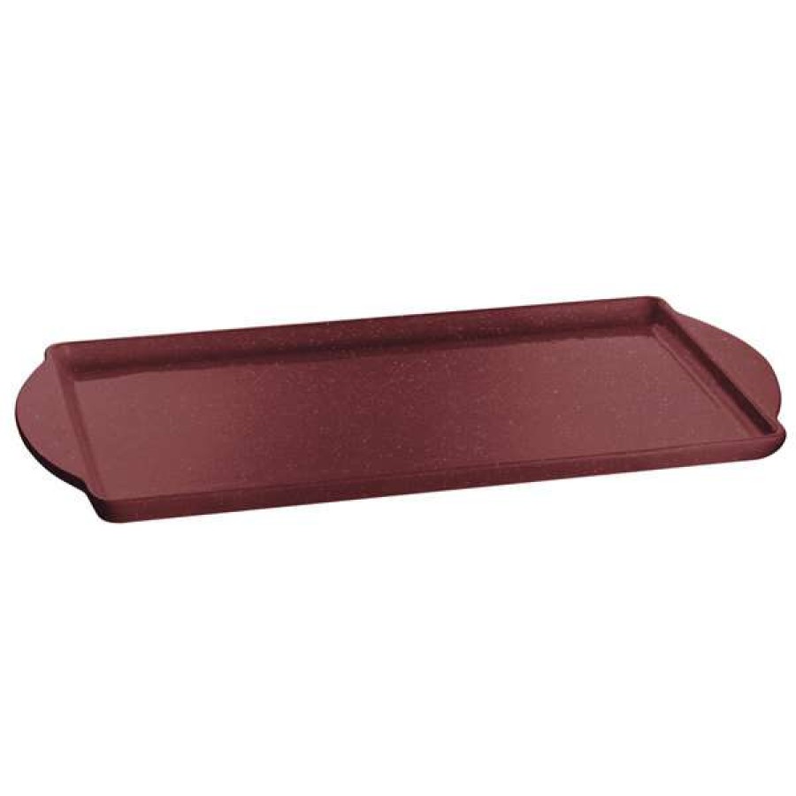 Metal Serving And Display Platters / Trays * Tablecraft Professional Bakeware Tablecraft Cw4220Mrs 13 X 24 Maroon Speckle Rectangular Tray