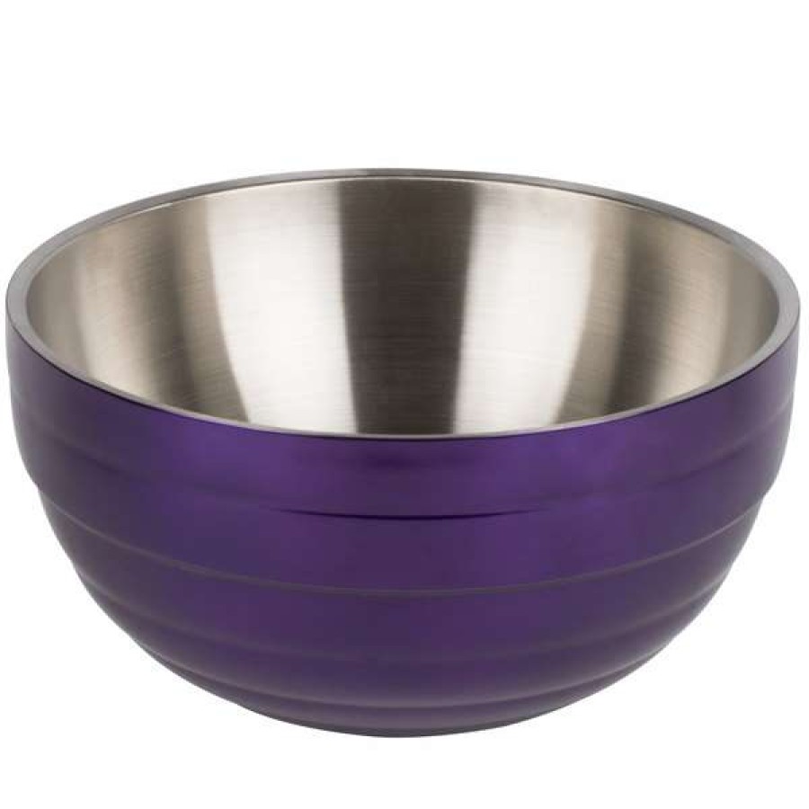 Metal Bowls * Vollrath 4659065 Double Wall Round Beehive 1.7 Qt. Serving Bowl Passion Purple