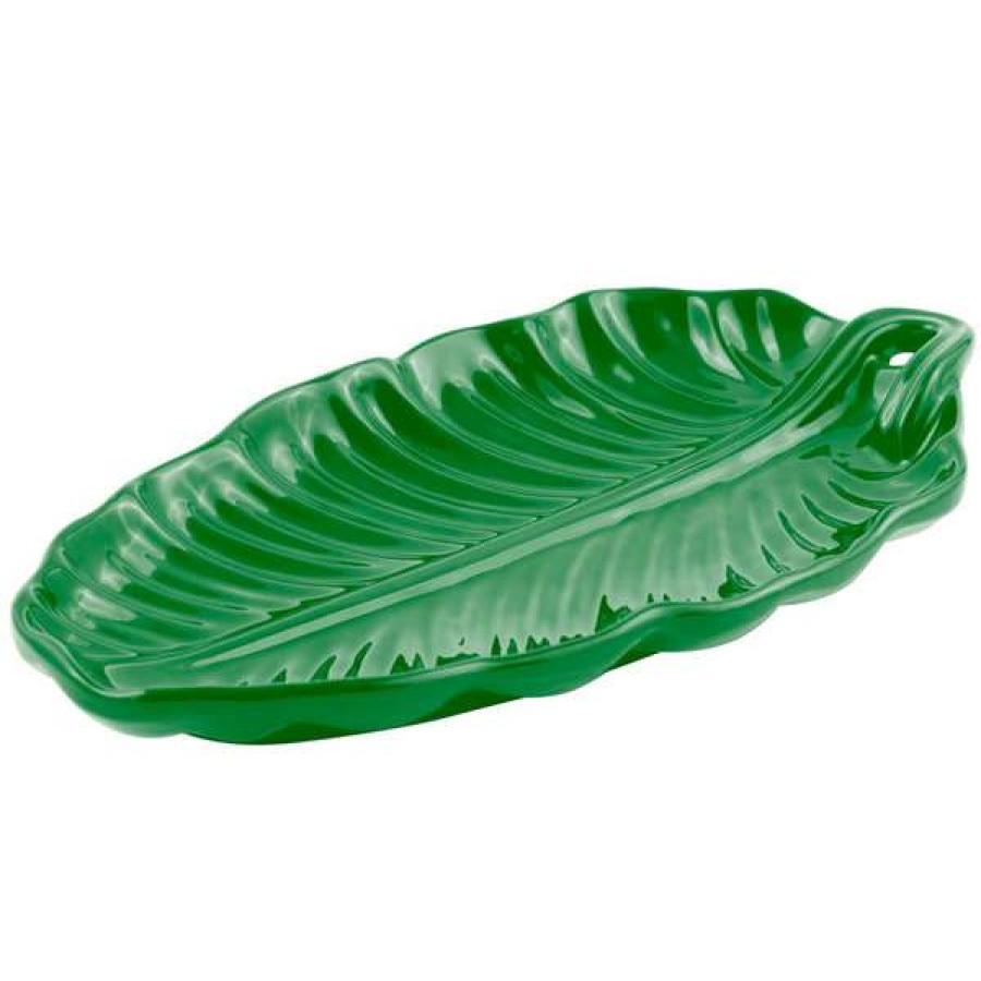 Metal Serving And Display Platters / Trays * Bon Chef 9800 10 X 5 Calypso Green Sandstone Finish Cast Aluminum Leaf Platter