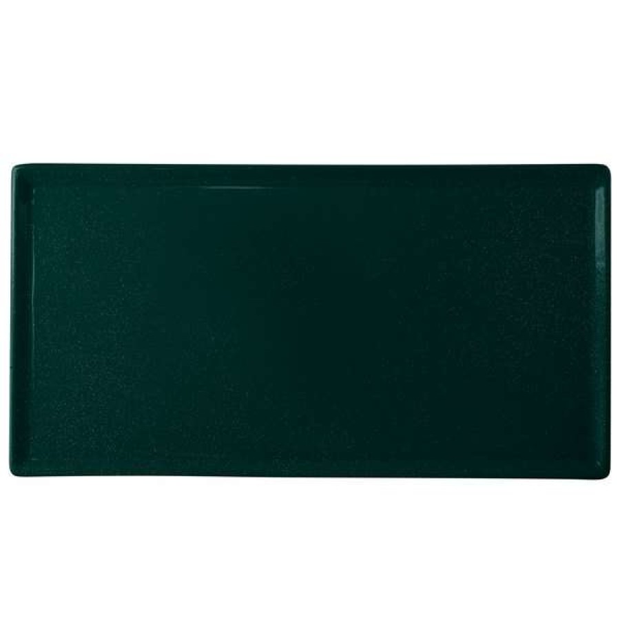 Metal Serving And Display Platters / Trays * Tablecraft Professional Bakeware Tablecraft Cw2106Hgns 13 1/4 X 6 3/4 X 3/8 Hunter Green With White Speckle Cast Aluminum Rectangular Cooling Platter