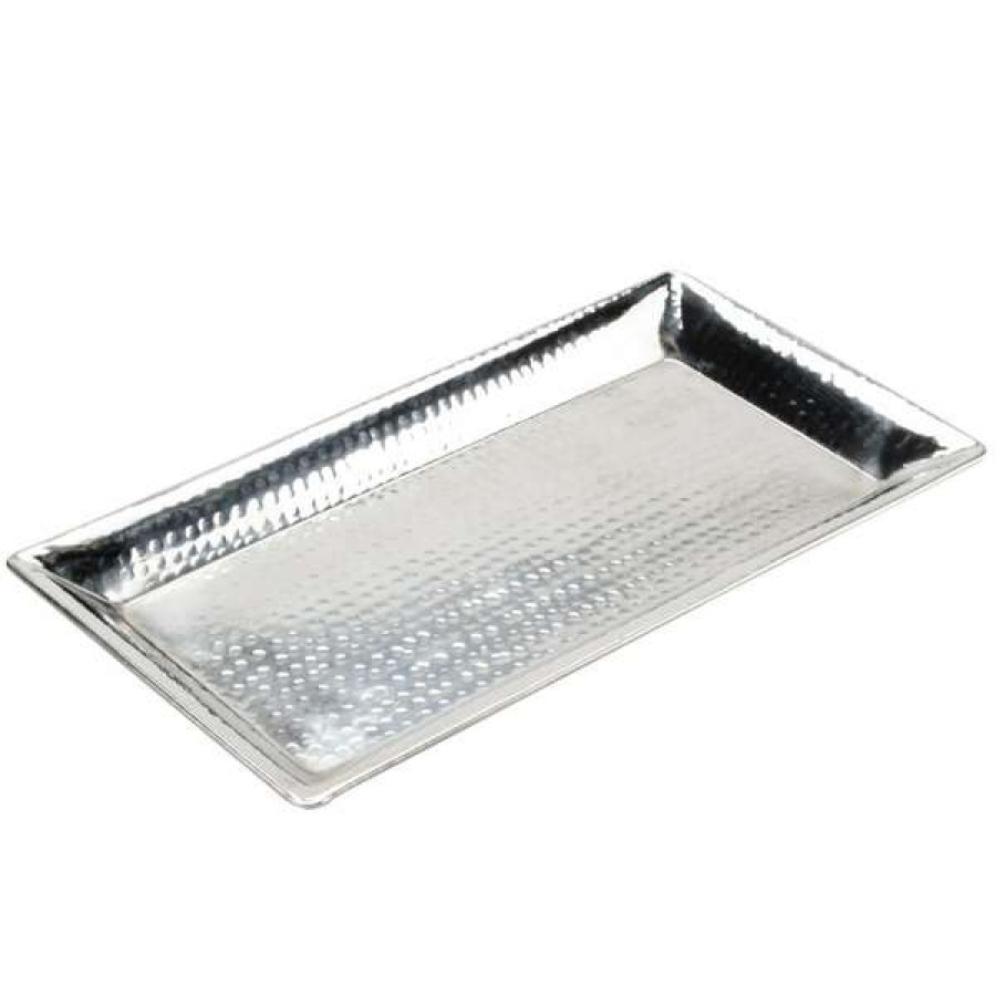 Metal Serving And Display Platters / Trays * American Metalcraft Hmrt1019 18 X 9 3/4 Rectangle Hammered Stainless Steel Tray