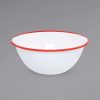 Enamelware * Crow Canyon Home V18Red Vintage 2 Qt. White Round Enamelware Bowl With Red Rolled Rim