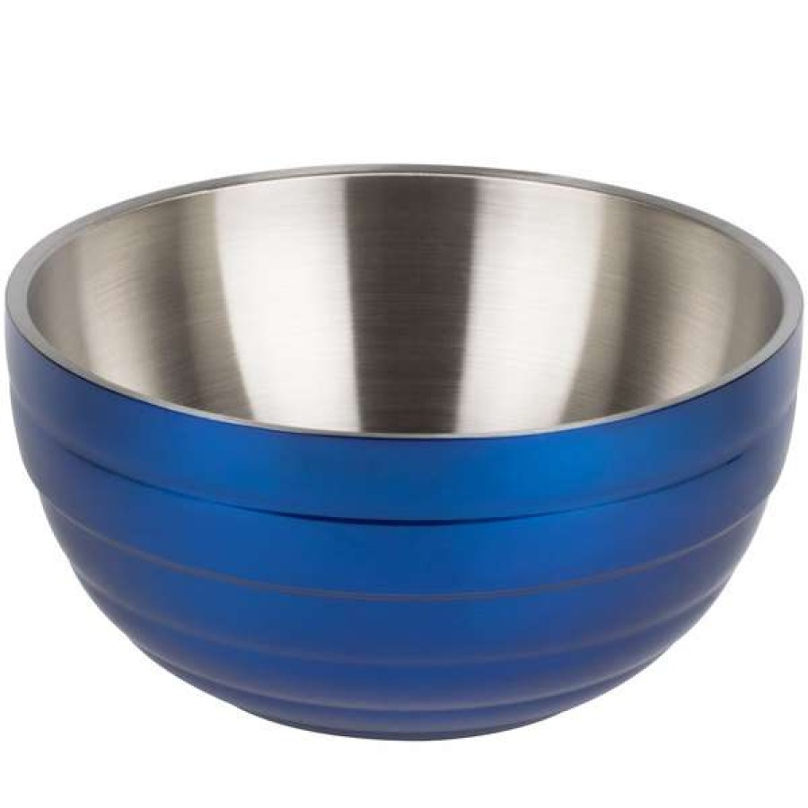 Metal Bowls * Vollrath 4659225 Double Wall Round Beehive 6.9 Qt. Serving Bowl Cobalt Blue