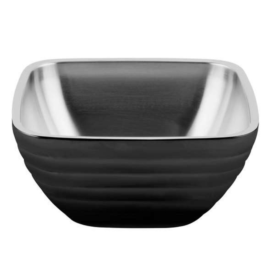 Metal Bowls * Vollrath 4763760 Double Wall Square Beehive 8.2 Qt. Serving Bowl Black Black