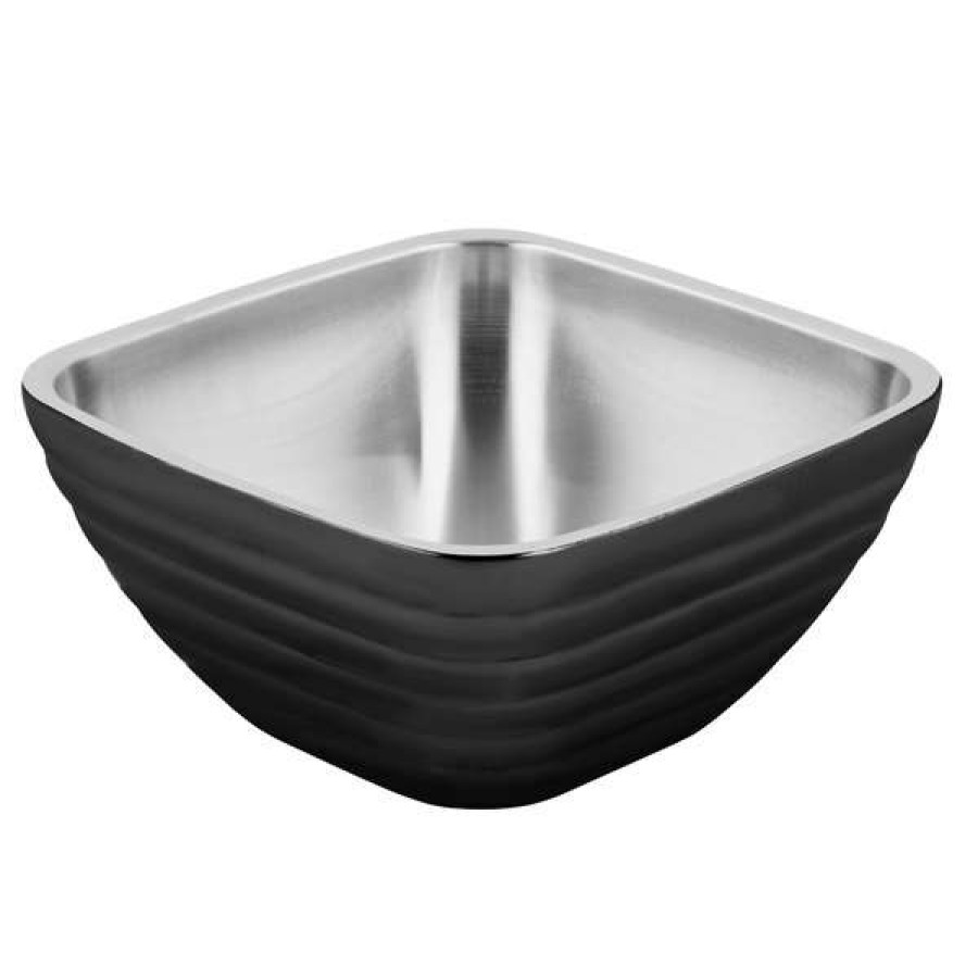 Metal Bowls * Vollrath 4763760 Double Wall Square Beehive 8.2 Qt. Serving Bowl Black Black